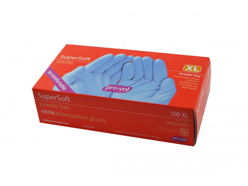 Supersoft Nitrile Gloves Powder-Free (Blue) - XLarge - Short-dated, exp. 1 Aug 2024