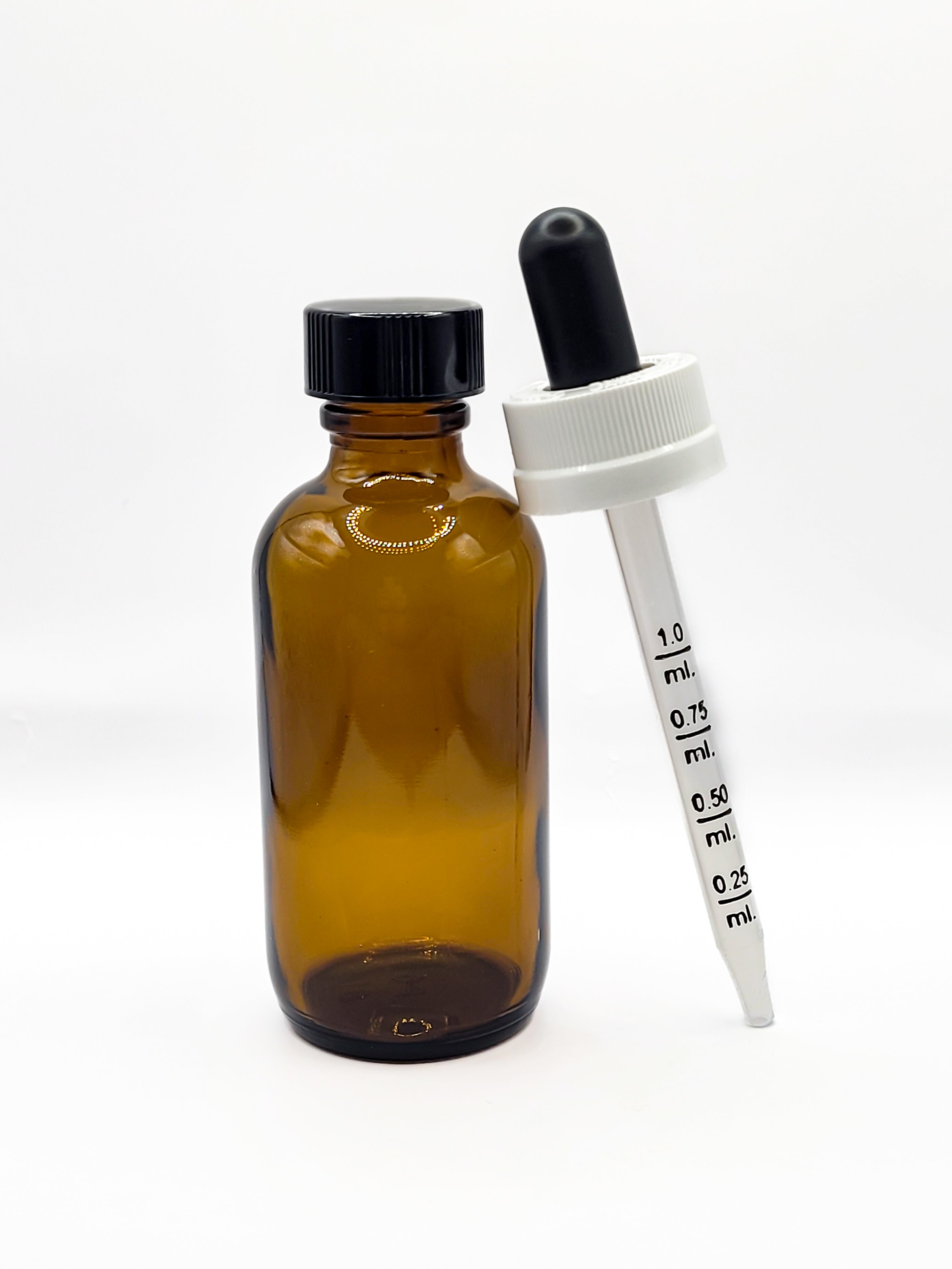 Amber Glass Bottle (60ml) with Graduated Plastic Dropper