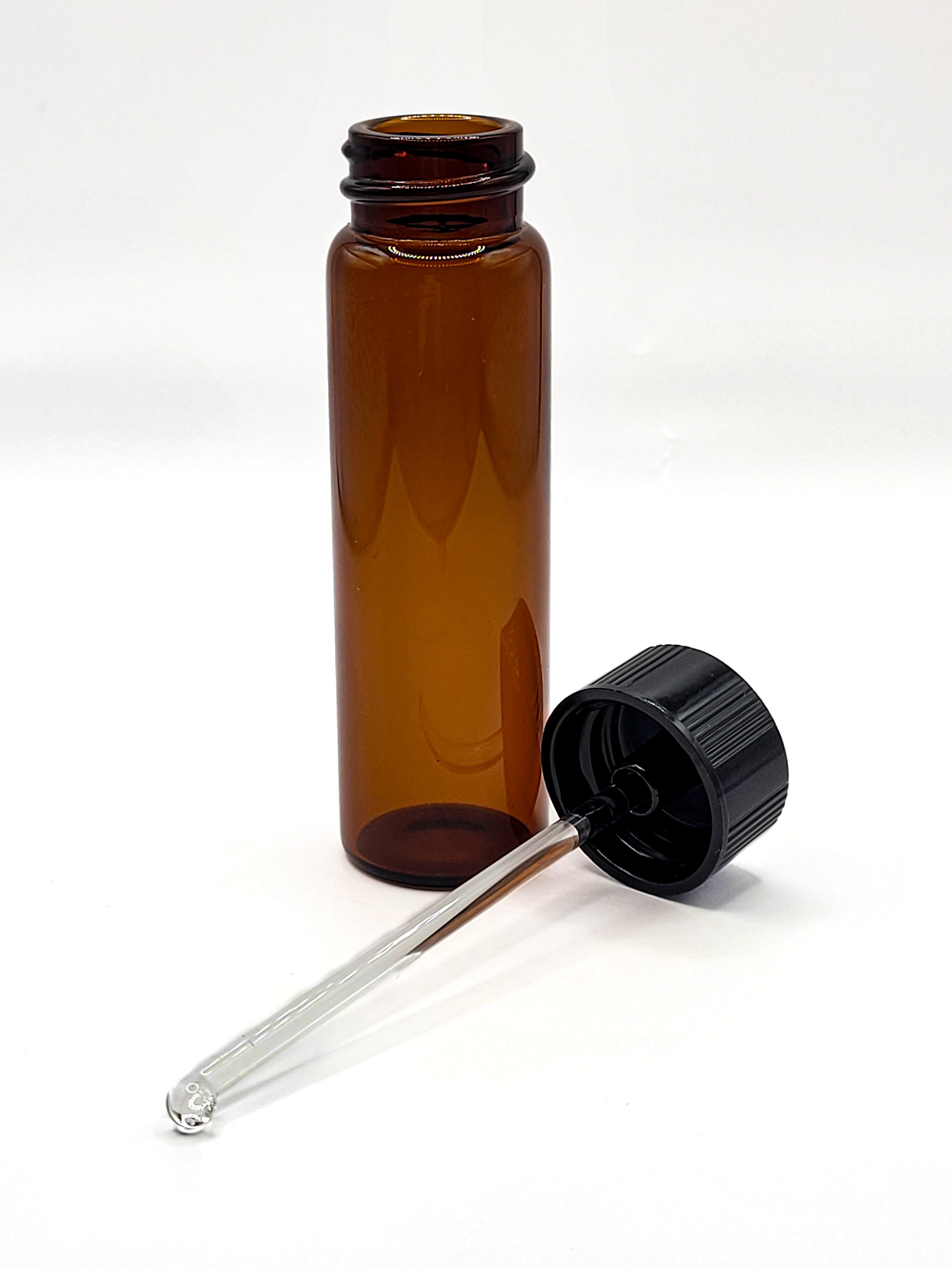 Amber Glass Vial with Glass Rod Applicator (0.5oz/15ml)
